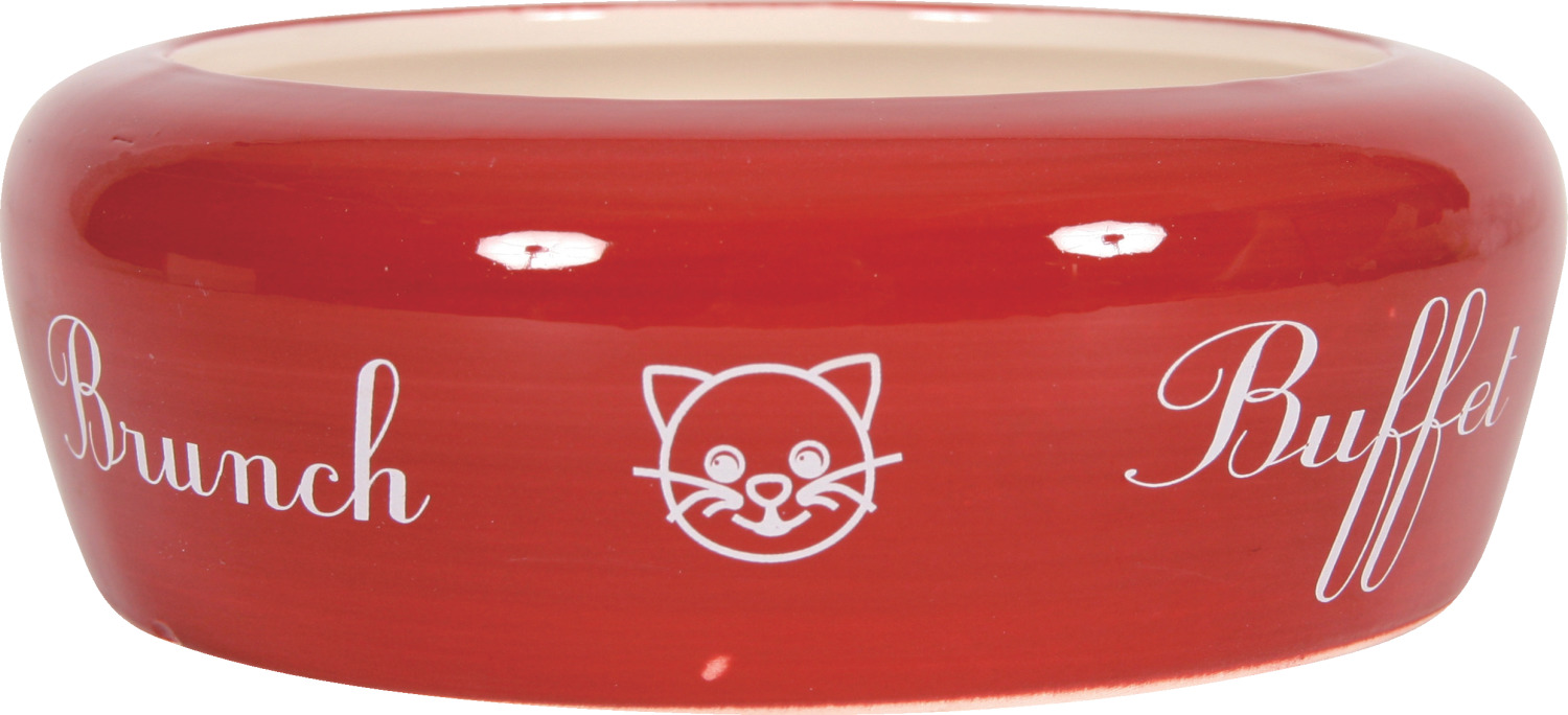 Ecuelle céramique anti rejet pour chat buffet diamètre 13 cm 0,3L Rouge
